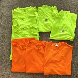 Lot of Carhartt Hi Vis Long & Short Sleeve pocket t Shirts used